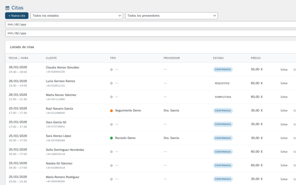 Gestión de Citas para WordPress