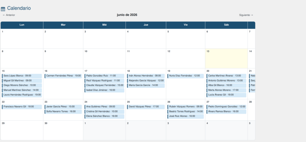 Captura de Sistema de Reservas para WordPress