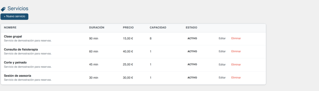 Captura de Sistema de Reservas para WordPress